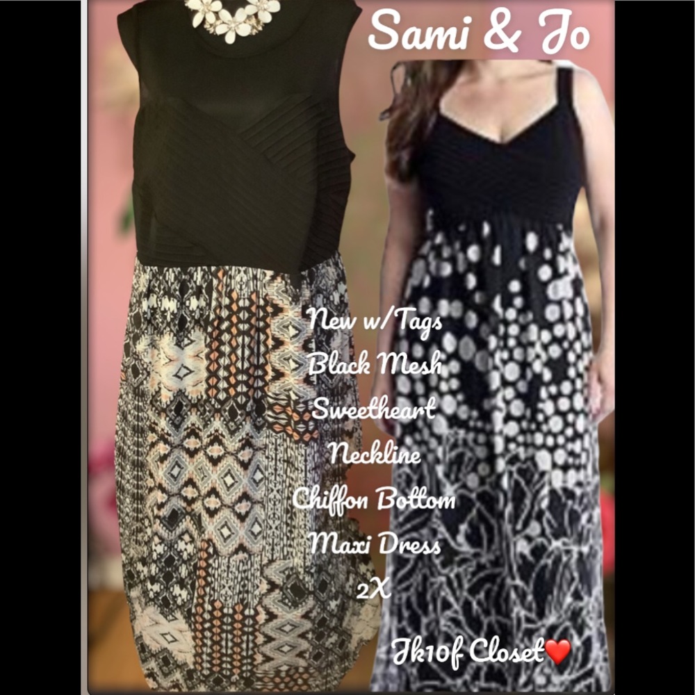 π»NWT SAMI & JO 2X SWEETHEART CHIFFON MAXI DRESS
